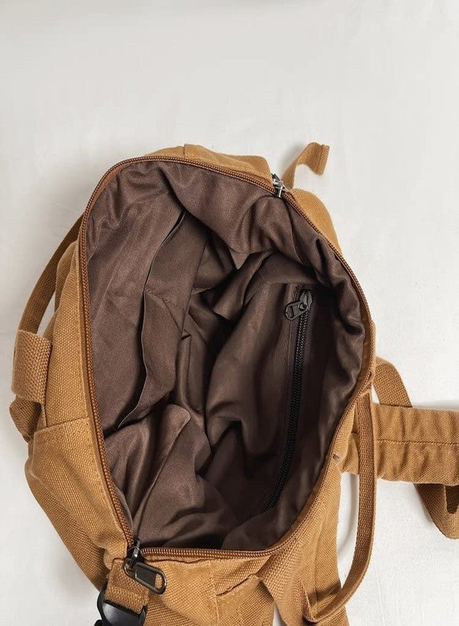 Sumleno Small Boho Canvas Backpack for Women Vintage Style Outdoor Travel Bag Casual Daypack Grunge Aesthetic Hippie Y2K Backpack (Black,One Size) - Image 5